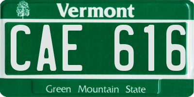 VT license plate CAE616
