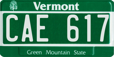 VT license plate CAE617