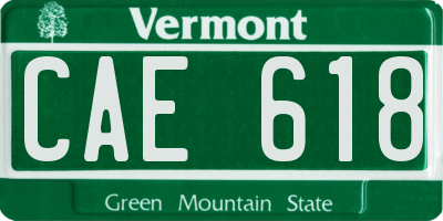 VT license plate CAE618
