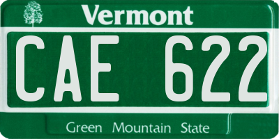 VT license plate CAE622