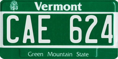 VT license plate CAE624