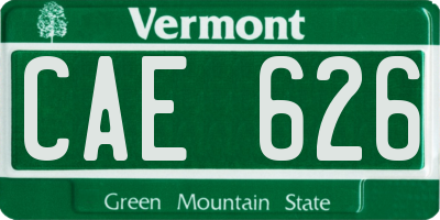 VT license plate CAE626