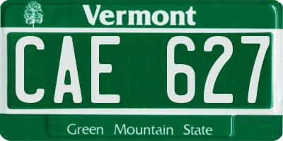 VT license plate CAE627