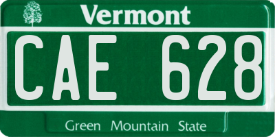 VT license plate CAE628