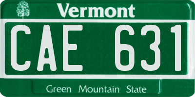 VT license plate CAE631