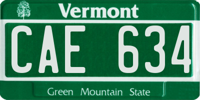 VT license plate CAE634