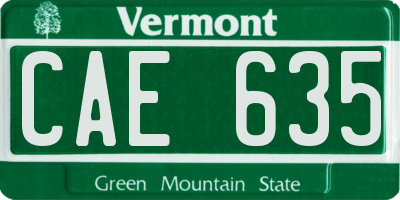 VT license plate CAE635