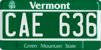 VT license plate CAE636