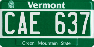 VT license plate CAE637