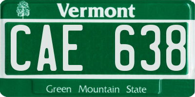VT license plate CAE638