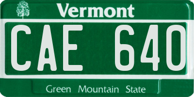 VT license plate CAE640