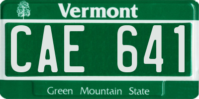 VT license plate CAE641