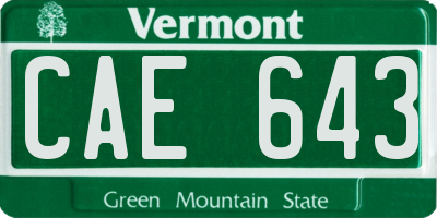 VT license plate CAE643