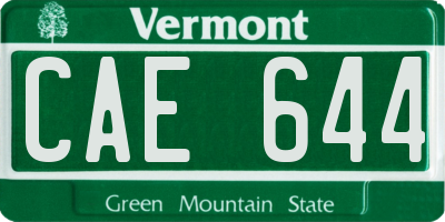 VT license plate CAE644