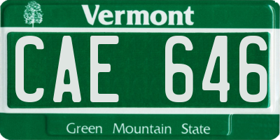VT license plate CAE646
