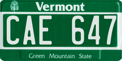 VT license plate CAE647