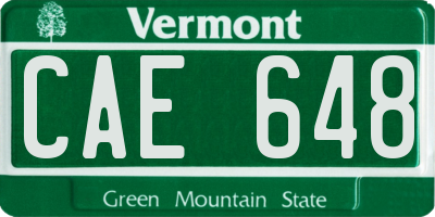 VT license plate CAE648