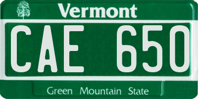 VT license plate CAE650