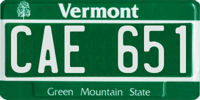 VT license plate CAE651