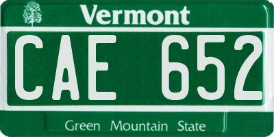 VT license plate CAE652