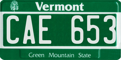 VT license plate CAE653