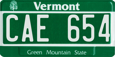 VT license plate CAE654