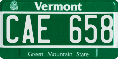 VT license plate CAE658