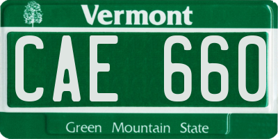 VT license plate CAE660