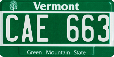 VT license plate CAE663