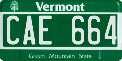 VT license plate CAE664