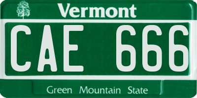 VT license plate CAE666