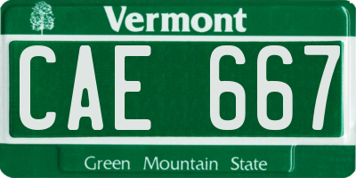 VT license plate CAE667