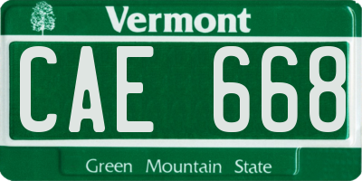 VT license plate CAE668