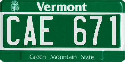 VT license plate CAE671