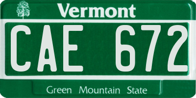 VT license plate CAE672