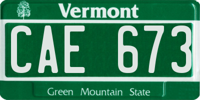 VT license plate CAE673