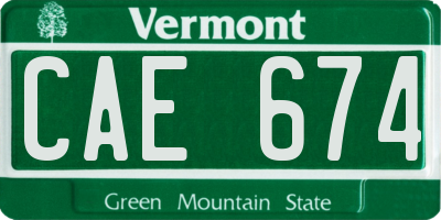 VT license plate CAE674