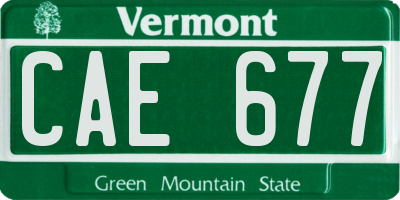 VT license plate CAE677