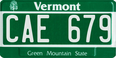 VT license plate CAE679