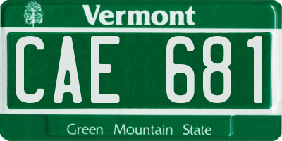 VT license plate CAE681