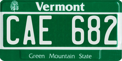 VT license plate CAE682