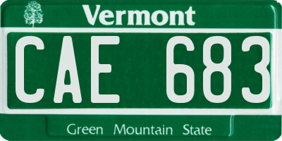 VT license plate CAE683