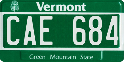 VT license plate CAE684