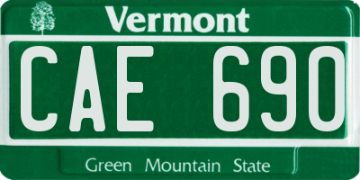 VT license plate CAE690