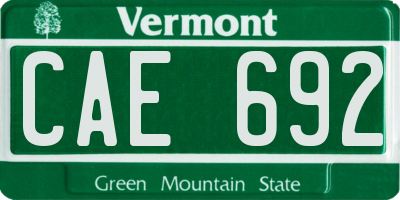 VT license plate CAE692