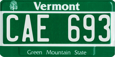 VT license plate CAE693