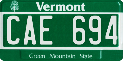 VT license plate CAE694