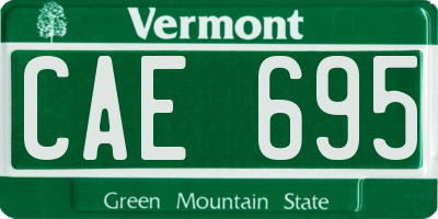 VT license plate CAE695