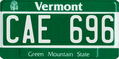 VT license plate CAE696