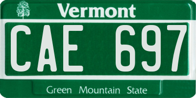 VT license plate CAE697
